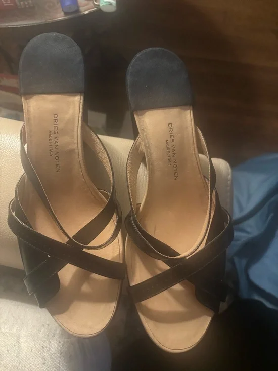 Dries Van Noten Black Leather Strappy Sandals, VERY comfortable! Easy walking! - Picture 7 of 12